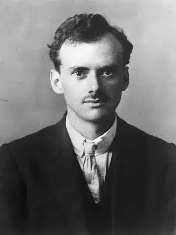 Paul Dirac portrait. Scientist Dirac in The Dirac Room. Black and white image of physicist Paul Dirac.