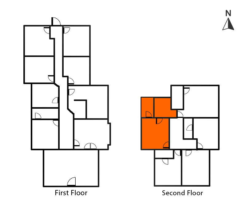 The Einstein Room floor plan for Assemble Boise, featuring a highlighted second floor, architectural design.